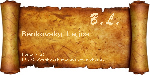 Benkovsky Lajos névjegykártya